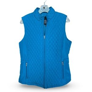 Quilted Lightweight Zip Up Vest by Relativity in Aqua Blue Teal Turquoise Size L
